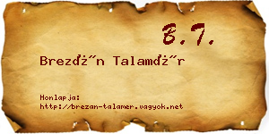 Brezán Talamér névjegykártya